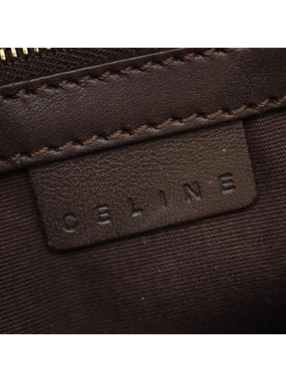 Celine Shoulder Bag C Blason Dark Brown Suede Leather